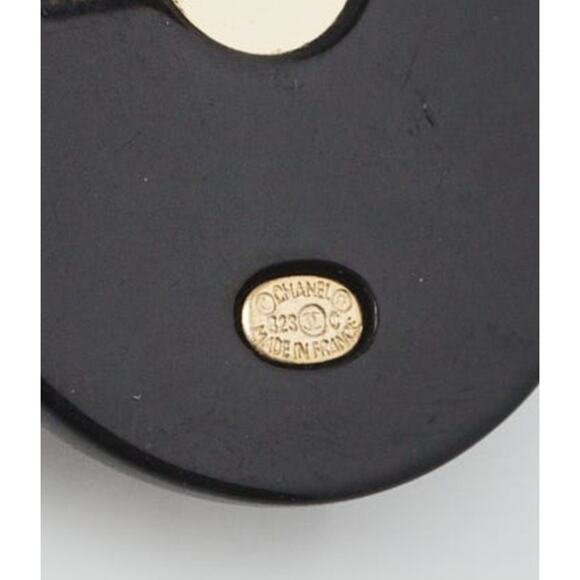 Chanel Black Resin Faux Pearl Crystal CC Stud Earrings - Picture 7 of 14